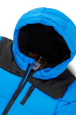 Kids' hooded jacket with logo details, Blue