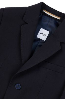 Kids' suit jacket in stretch wool with signature lining, Dark Blue