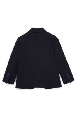 Kids' suit jacket in stretch wool with signature lining, Dark Blue