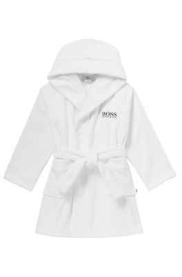 'J27V60' | Boys Cotton Terry Hooded Bath Robe, White