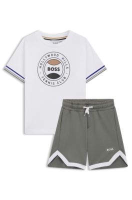 Kids' T-shirt and shorts set with branding, Patterned