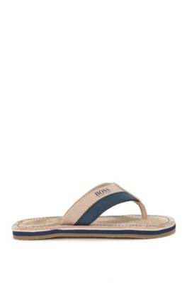 'J29111' | Boys Leather Thong Sandals, Beige
