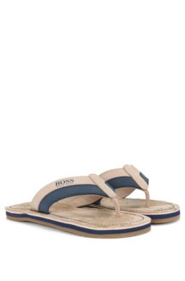 'J29111' | Boys Leather Thong Sandals, Beige