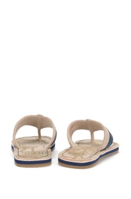 'J29111' | Boys Leather Thong Sandals, Beige