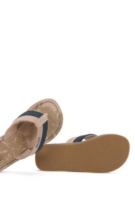 'J29111' | Boys Leather Thong Sandals, Beige