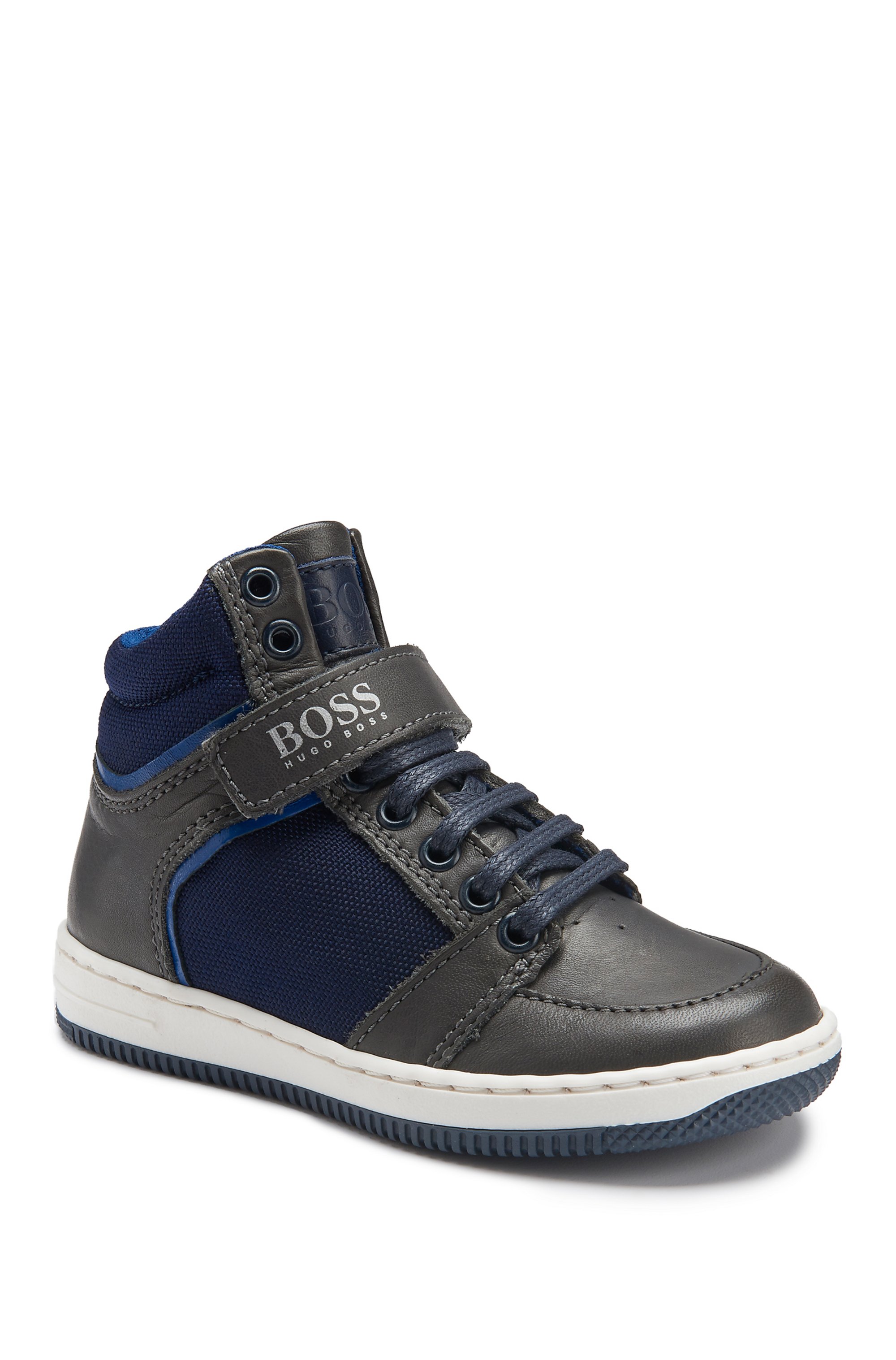 Kids' High Top Leather Sneakers | J29123, Dark Blue