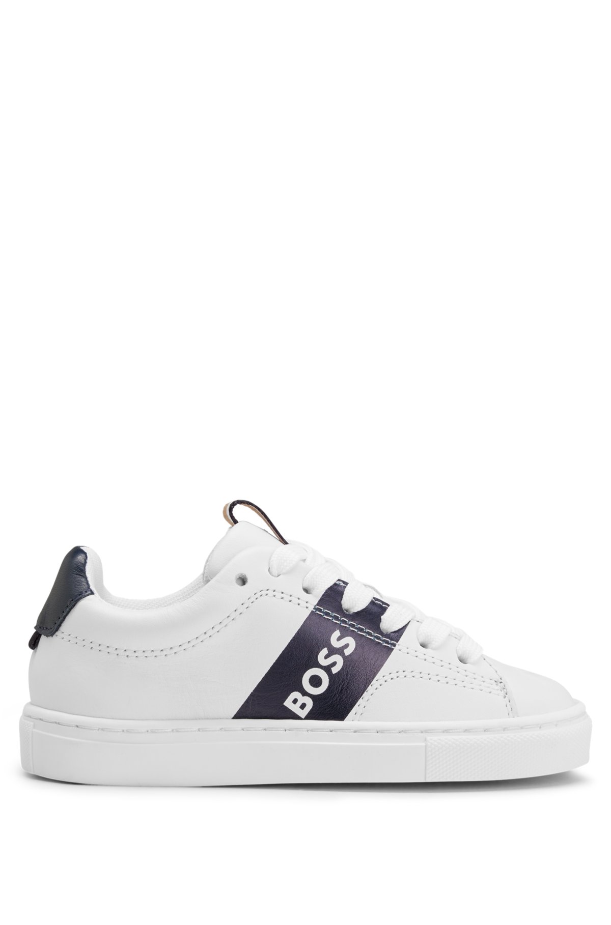 BOSS - lace-up trainers leather with stripe