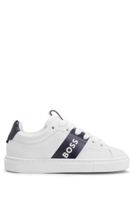BOSS - Kids' leather trainers with perforated logo details