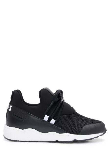 Kids' branded-strap trainers in mixed materials