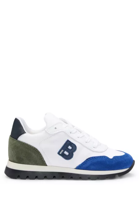 Kids' monogram-detail trainers in mixed materials