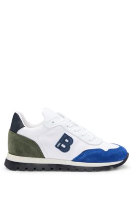 Kids' monogram-detail trainers in mixed materials, White