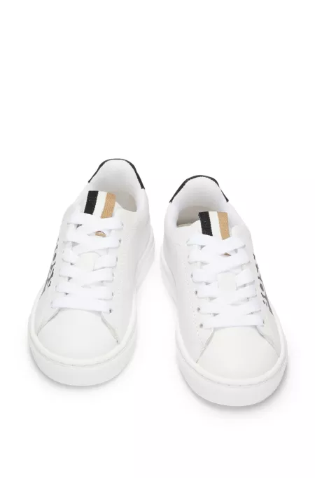 Kids' leather trainers with logos and monograms