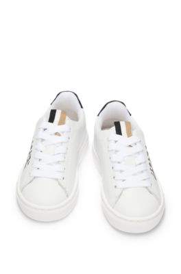 Kids' leather trainers with logos and monograms, White