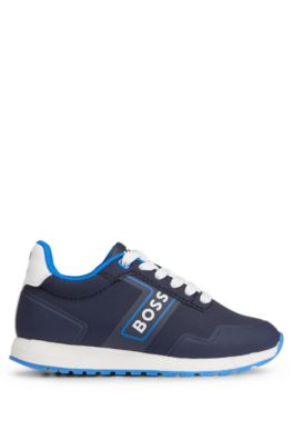 Kids&rsquo; lace-up trainers with logo details, Dark Blue