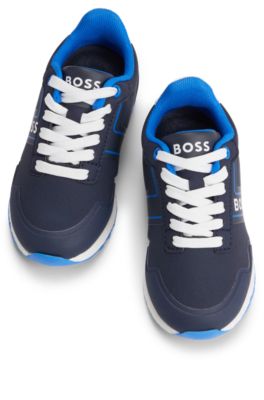 Kids&rsquo; lace-up trainers with logo details, Dark Blue