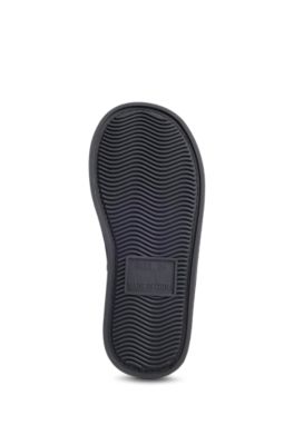 Kids' logo slippers with faux-fur lining, Black
