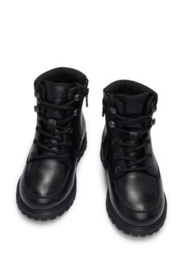 Kids' hiking-style boots in leather, Black
