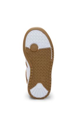 Kids' mixed-material high-top trainers with logo details, White