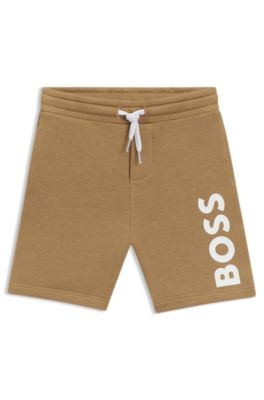 Kids' logo-print shorts in a cotton blend, Brown