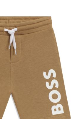 Kids' logo-print shorts in a cotton blend, Brown