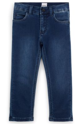Kids' blue jeans in stretch denim, Patterned