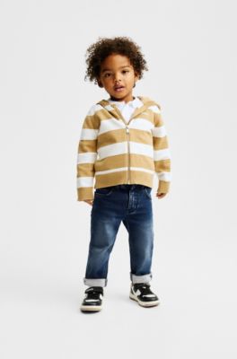 Kids' blue jeans in stretch denim, Patterned