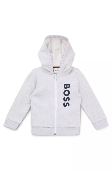 Kids' logo-print zip-up hoodie in a cotton blend