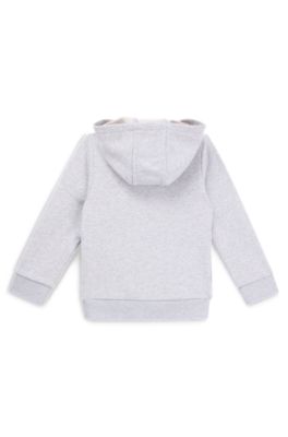 Kids' logo-print zip-up hoodie in a cotton blend, Light Grey