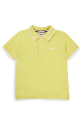 BOSS - Kids' cotton-piqué polo shirt with logo and stripes