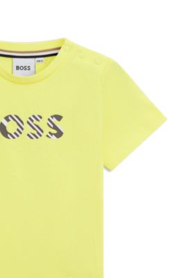 Kids' embossed-logo T-shirt in cotton jersey, Yellow