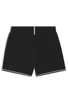 Shorts para ni&ntilde;os en tejido el&aacute;stico con ribetes y logo, Negro