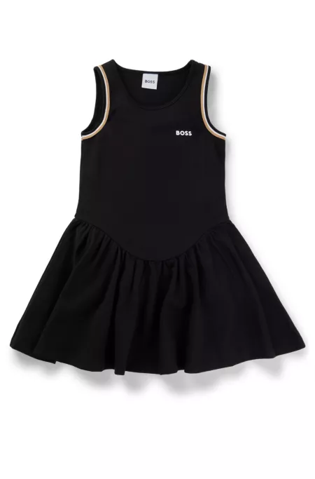 Kids' sleeveless dress in stretch fabric with logo print