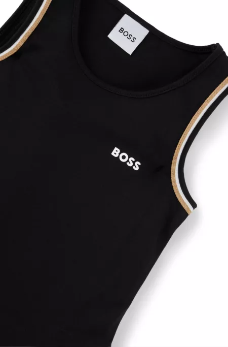 Kids' sleeveless dress in stretch fabric with logo print