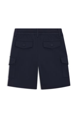 Shorts cargo para ni&ntilde;os en tejido el&aacute;stico con cintura con cord&oacute;n, Azul oscuro