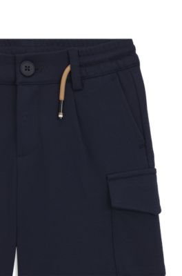Shorts cargo para ni&ntilde;os en tejido el&aacute;stico con cintura con cord&oacute;n, Azul oscuro