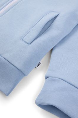 Kids' logo-print zip-up hoodie in a cotton blend, Light Blue