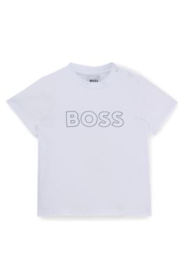Kids' T-shirt in cotton jersey with embossed logo print, White