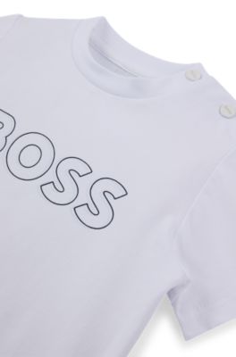 Kids' T-shirt in cotton jersey with embossed logo print, White