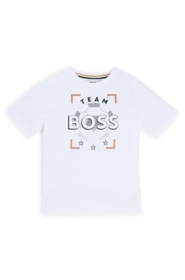 Kids' T-shirt in cotton jersey with logo artwork, White