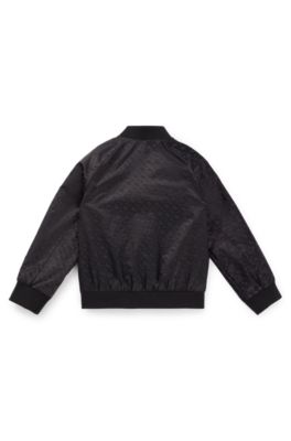 Kids' logo-patch jacket with monograms, Black