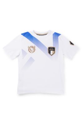 Kids' T-shirt with degrad&eacute; artwork and logo details, White