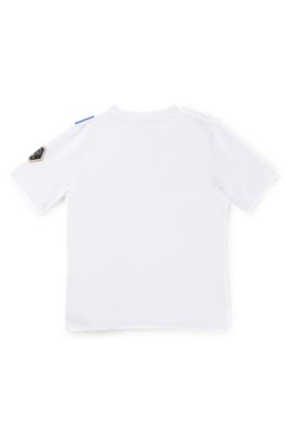 Kids' T-shirt with degrad&eacute; artwork and logo details, White