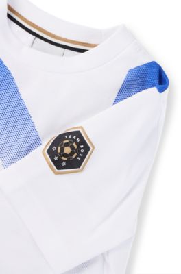 Kids' T-shirt with degrad&eacute; artwork and logo details, White