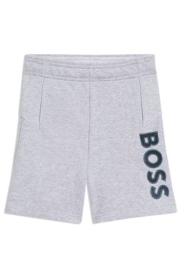 Kids' logo-print shorts in fleece, Light Grey