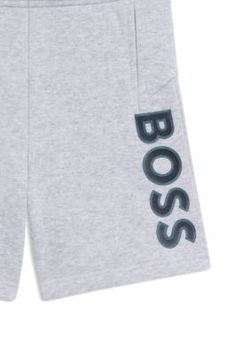 Kids' logo-print shorts in fleece, Light Grey