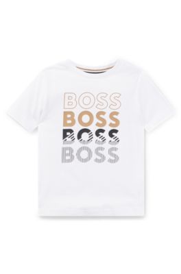 Kids' repeat-logo T-shirt in cotton jersey, White