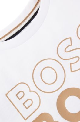 Kids' repeat-logo T-shirt in cotton jersey, White