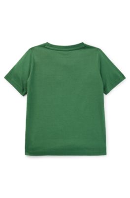 Kids' repeat-logo T-shirt in cotton jersey, Dark Green
