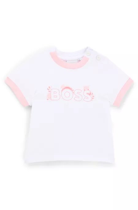 Baby T-shirt in stretch cotton with panda artwork