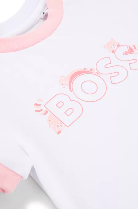 Baby T-shirt in stretch cotton with panda artwork